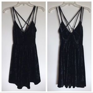 Forever21 Black Velvet Skater Dress